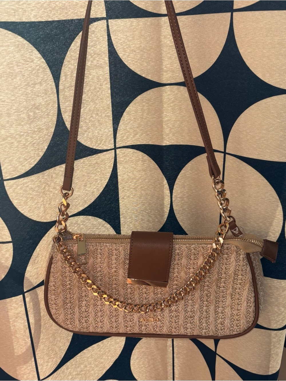 ALDO Woven Shoulder Bag Clutch with Gold-Tone Zipper